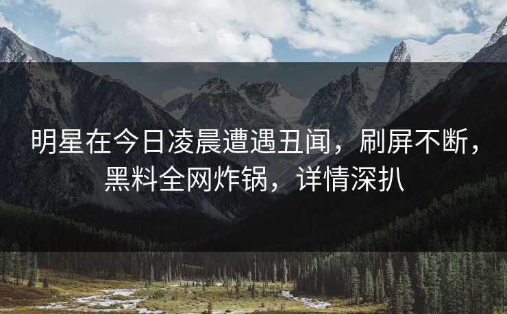 明星在今日凌晨遭遇丑闻，刷屏不断，黑料全网炸锅，详情深扒
