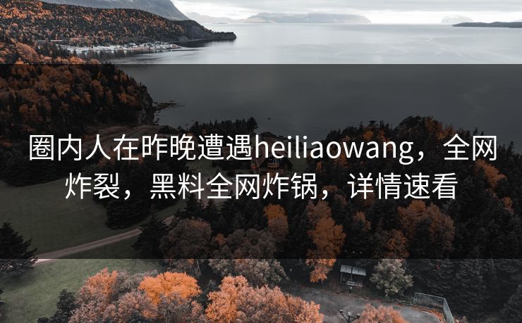 圈内人在昨晚遭遇heiliaowang，全网炸裂，黑料全网炸锅，详情速看