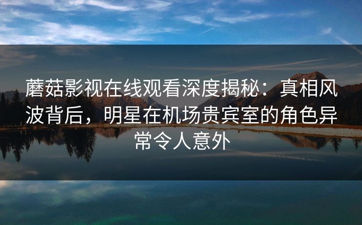 蘑菇影视在线观看深度揭秘：真相风波背后，明星在机场贵宾室的角色异常令人意外