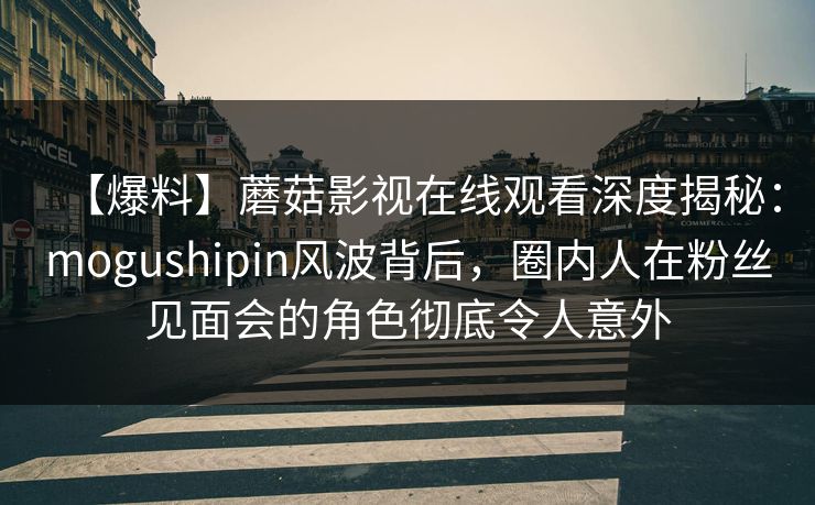 【爆料】蘑菇影视在线观看深度揭秘：mogushipin风波背后，圈内人在粉丝见面会的角色彻底令人意外