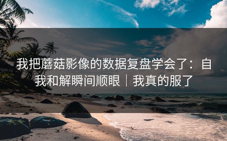 我把蘑菇影像的数据复盘学会了：自我和解瞬间顺眼｜我真的服了